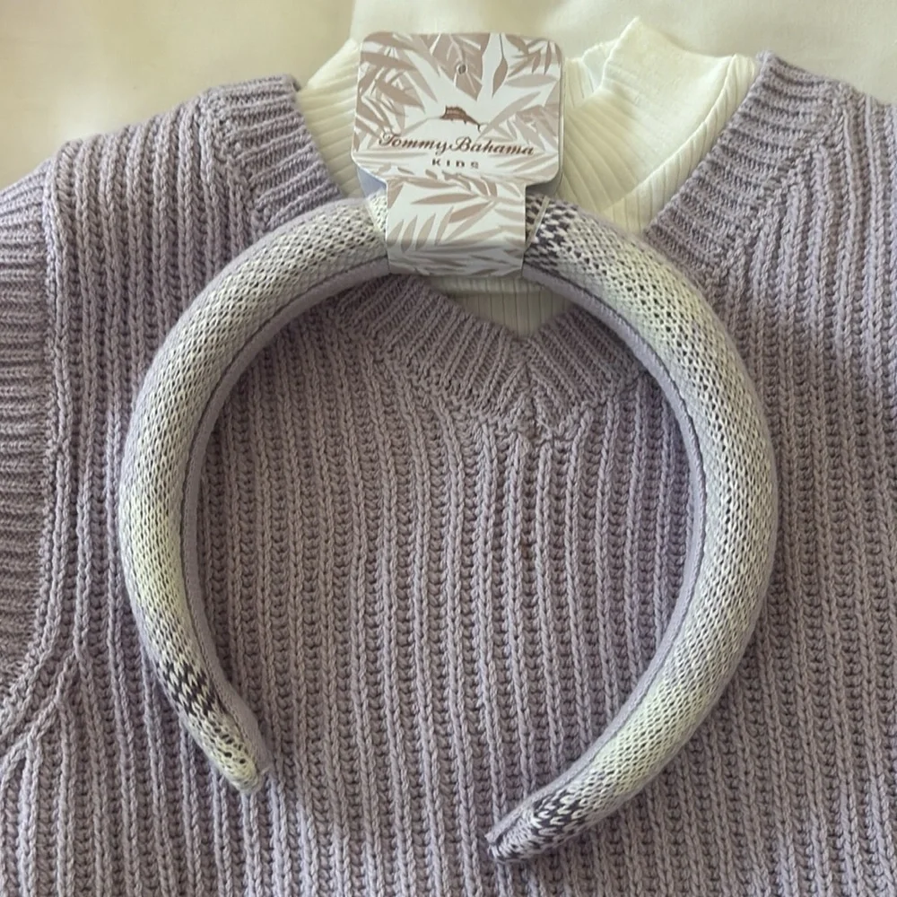Lilac Plaid Knit Skirt & Sweater Vest Set with Headband - Kids